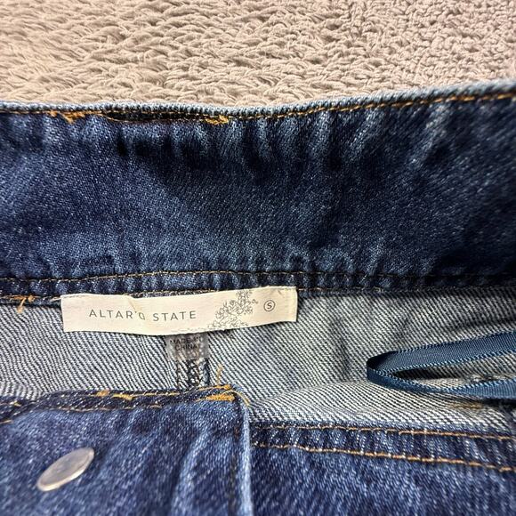 Altar'd State S Womens Denim Mini Skirt Blue Jean A-Line Cotton Flare NWT - Picture 3 of 9